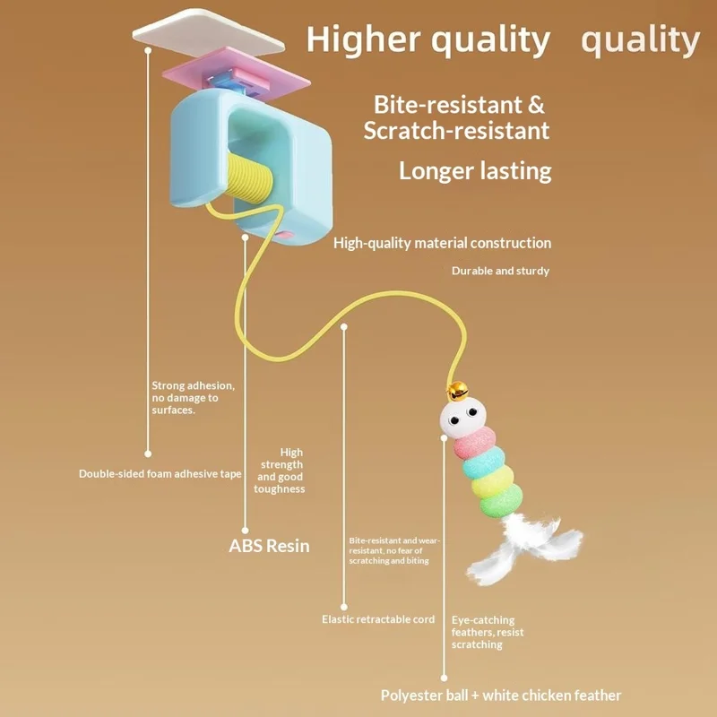 Brinquedo Inteligente Elétrico para Gatos, Brinquedo Interativo Interior para Gatos, Brinquedo Saltitão para Pendurar na Porta, Acessórios para Autodivertimento de Animais de Estimação - Azul