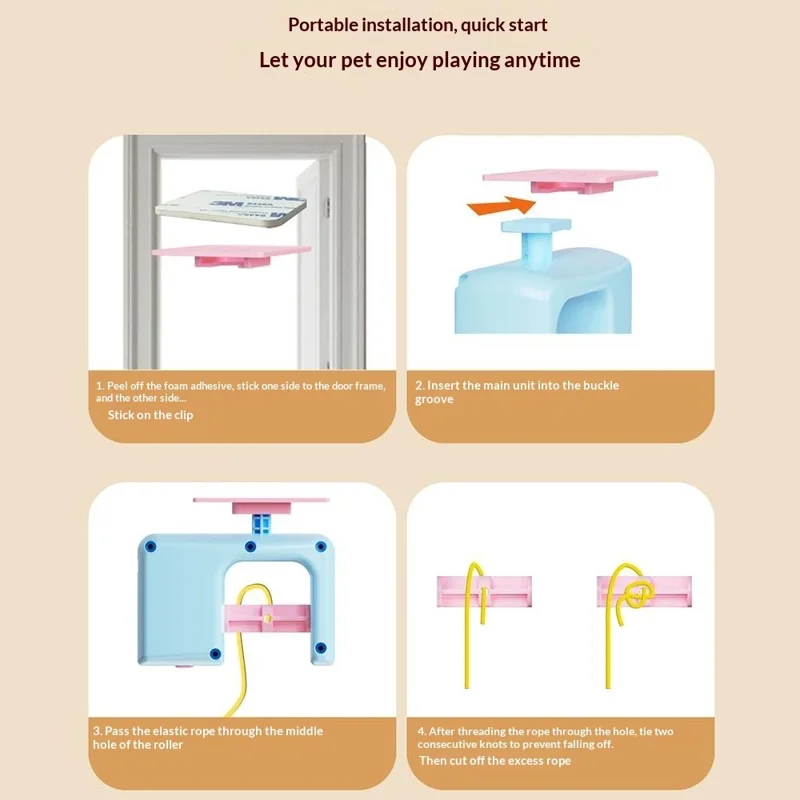 Brinquedo Inteligente Elétrico para Gatos, Brinquedo Interativo Interior para Gatos, Brinquedo Saltitão para Pendurar na Porta, Acessórios para Autodivertimento de Animais de Estimação - Azul