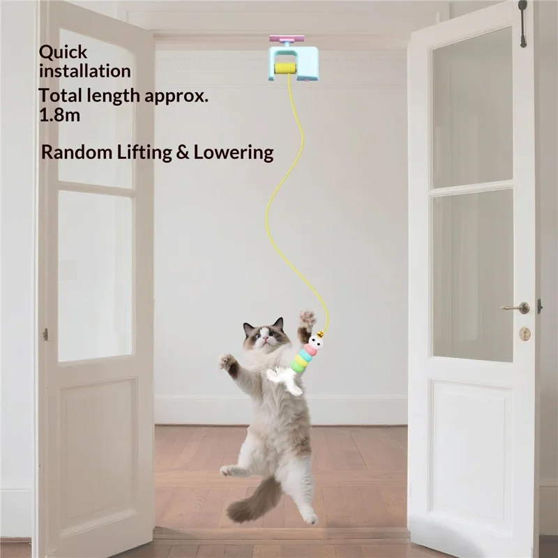 Brinquedo Inteligente Elétrico para Gatos, Brinquedo Interativo Interior para Gatos, Brinquedo Saltitão para Pendurar na Porta, Acessórios para Autodivertimento de Animais de Estimação - Azul