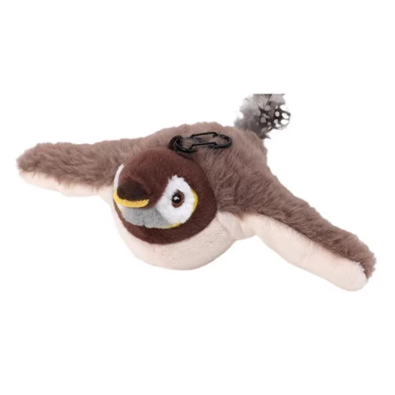 USB Rechargeable Flapping Bird Interactive Sparrow for Pet Cat Touch Activated Plush Toy with Sound