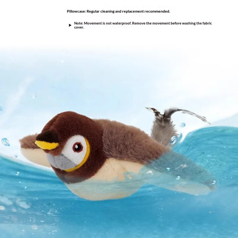 USB Rechargeable Flapping Bird Interactive Sparrow for Pet Cat Touch Activated Plush Toy with Sound