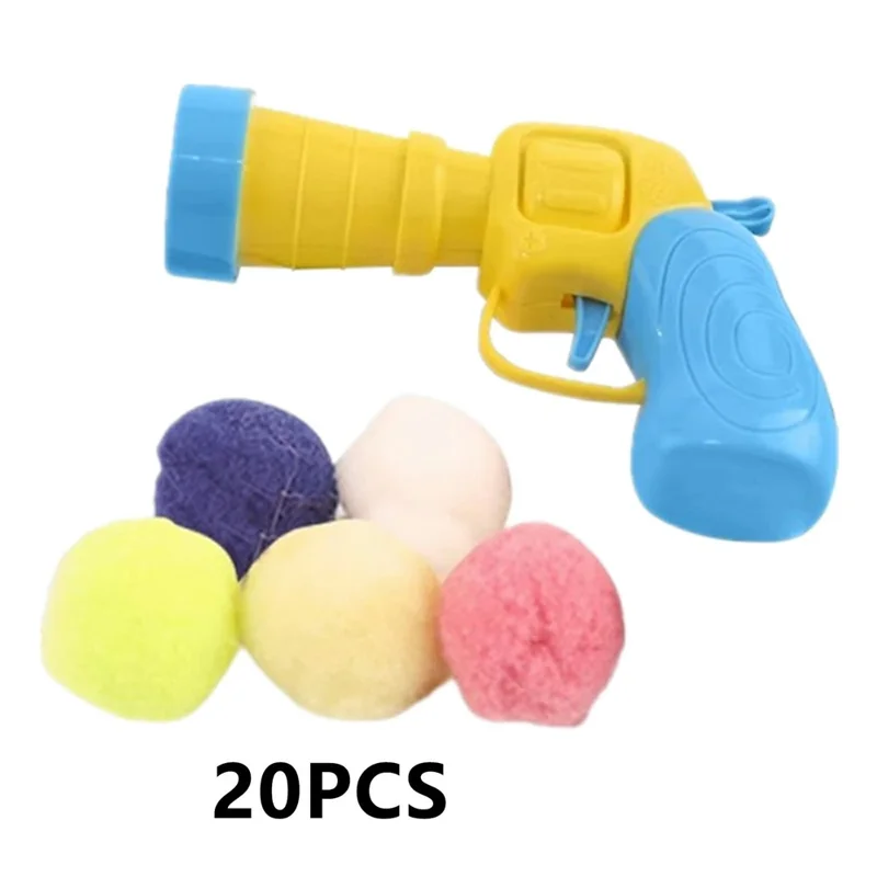 Interaktive Plüsch-Kugel-Katzenpistole mit 20 bunten Bällen, Katzenspielzeug gegen Langeweile für den Indoor-Spielplatz