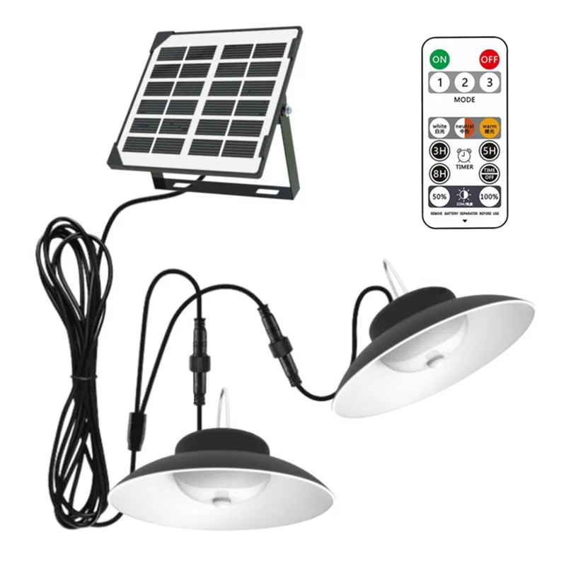 Doppelter Solar-Hängeleuchte mit IP65 Wasserschutz, Bewegungssensor, Fernbedienung für Garage