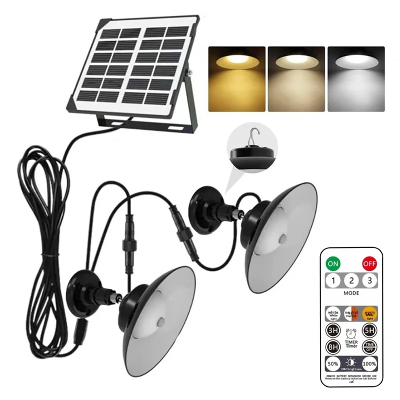 Doppelter Solar-Außenwandstrahler mit Fernbedienung und Bewegungssensor für Garten, Garage, Terrasse