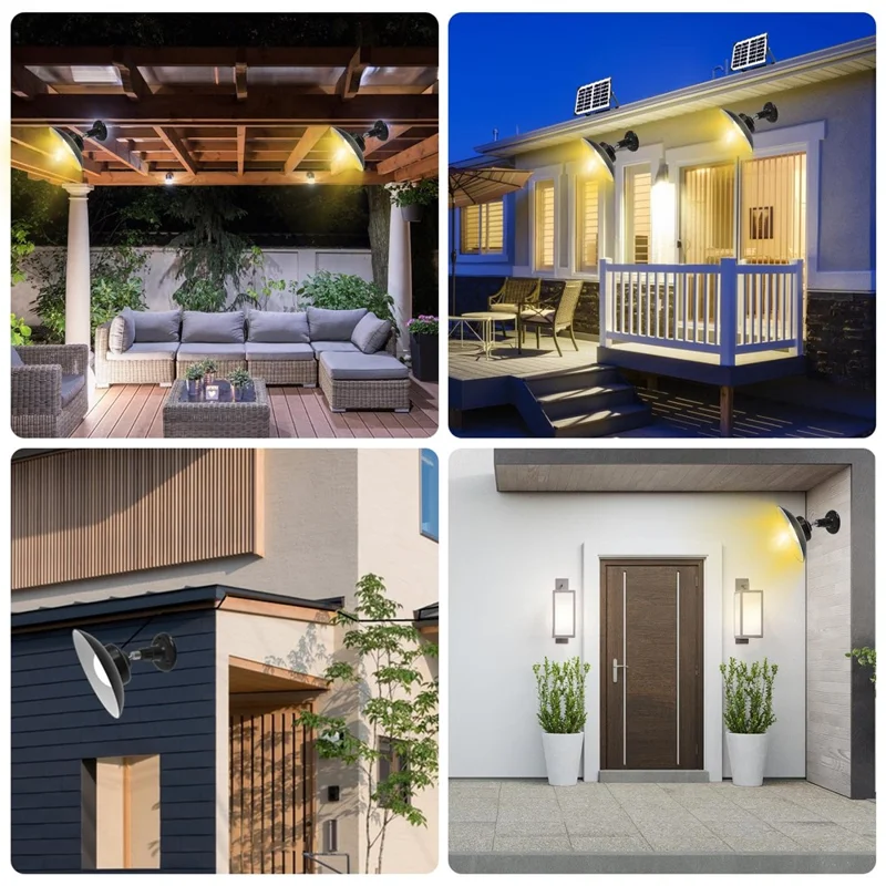 Doppelter Solar-Außenwandstrahler mit Fernbedienung und Bewegungssensor für Garten, Garage, Terrasse