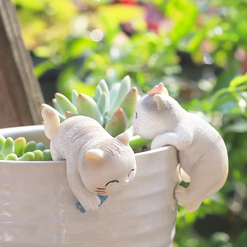 Creative Cat Aquarium Ornament Hanging Fish Tank Decoration Planter Garden Accessory Miniature Landscape - Catching Fish