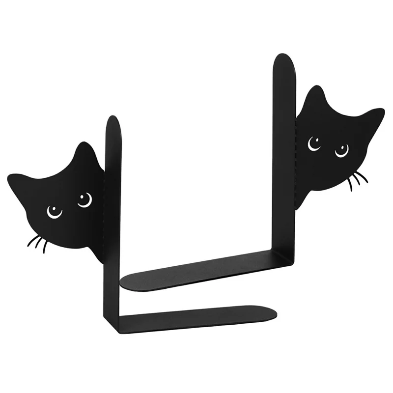 2 stk. Kigende Kat Metal Bogholder Sjov Kat Bordsdekoration Bogholder Hylldekor - Kat med fuld ansigt