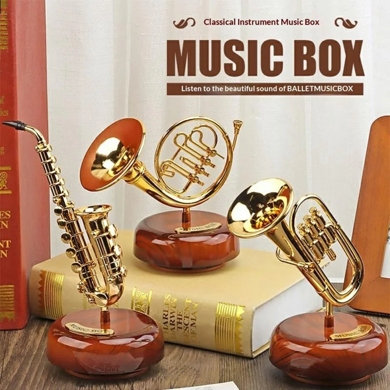 Scatola Musicale Classica con Strumento Musicale Rotante, Decorazione Modello Meccanico Vintage da Esposizione per Casa e Ufficio - Violino