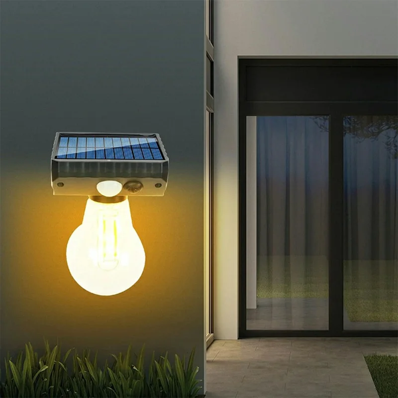 Ampoule solaire unique à filament de tungstène, luminaire extérieur avec capteur de mouvement, lampe murale LED solaire