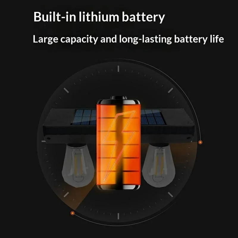 Lampe murale extérieure à capteur de mouvement 3 ampoules LED solaires style filament tungstène, lampe LED solaire