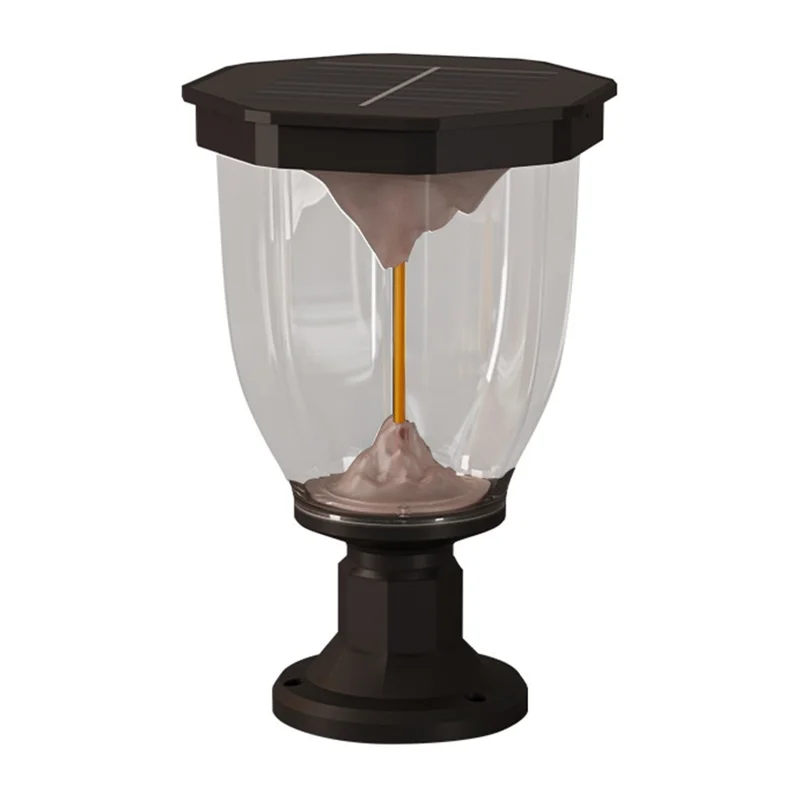 Lampe solaire à effet de flammes pour extérieur, lampe à chapeau de poteau COB pour décoration de jardin, terrasse ou allée