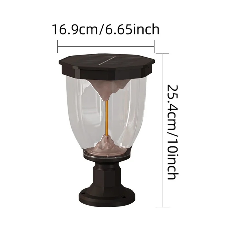 Lampe solaire à effet de flammes pour extérieur, lampe à chapeau de poteau COB pour décoration de jardin, terrasse ou allée