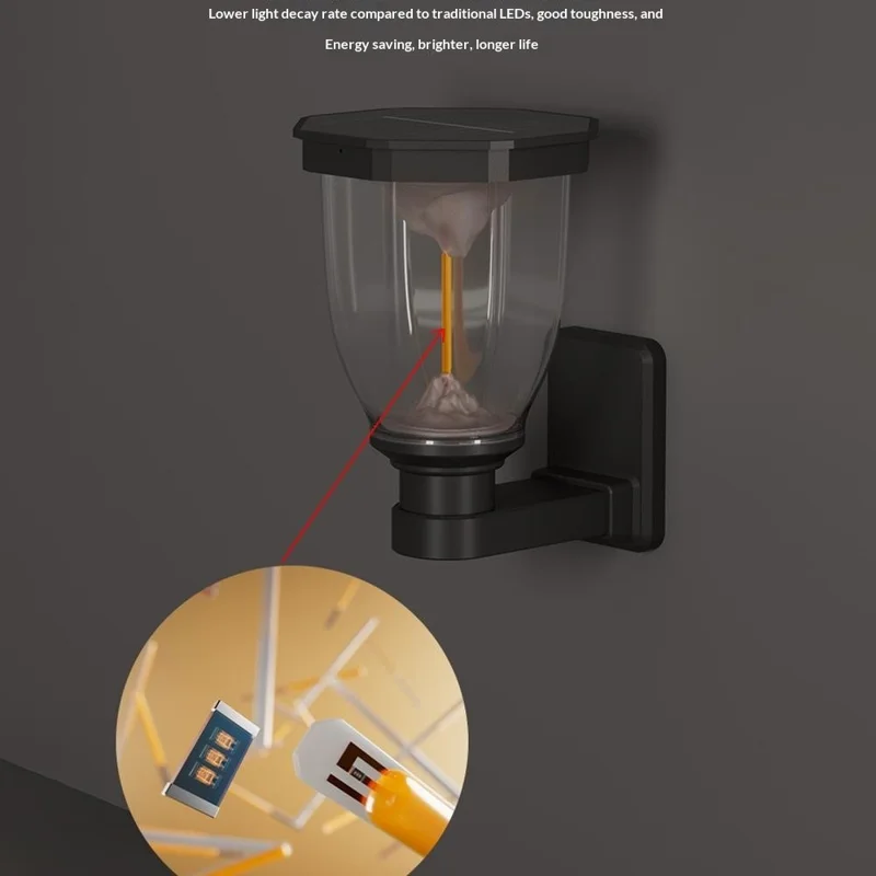 Luminaire Solaire Mural à Effet de Montagne Enflammée, Étanche, Lampe Paysagère COB pour Jardin / Patio / Allée