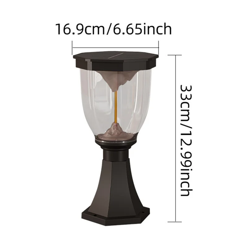 Lampe Colonne COB avec Base Trophée Effet Montagne Enflammée Luminaire Solaire pour Jardin / Patio / Allée