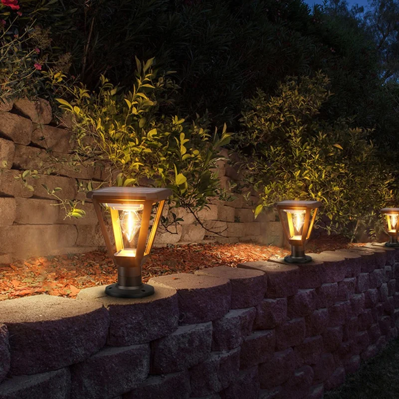 Solar Gartenleuchte 30 W 2700 K Warmweiß COB Villa Außenstehleuchte für Landschaft mit Sockel