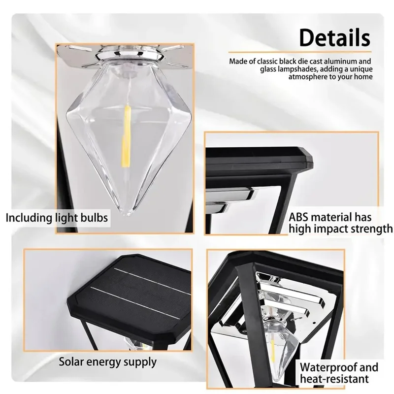 Solar Gartenleuchte 30 W 2700 K Warmweiß COB Villa Außenstehleuchte für Landschaft mit Sockel