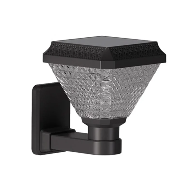An der Wand montierte Solar-Gartenleuchte mit Diamantschliff, wasserdichte, solarbetriebene LED-Yard-Lampe mit Fernbedienung