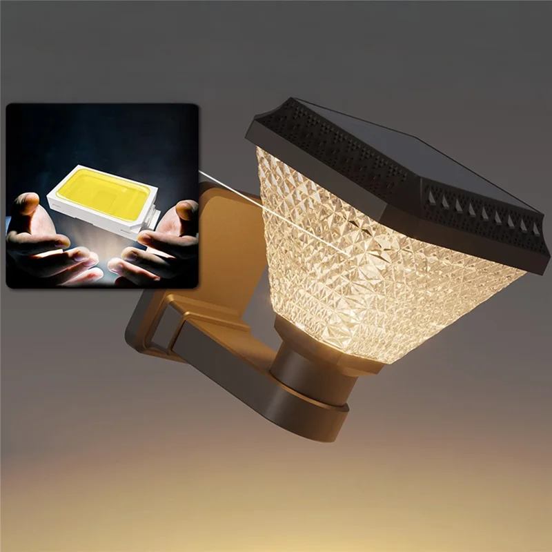 An der Wand montierte Solar-Gartenleuchte mit Diamantschliff, wasserdichte, solarbetriebene LED-Yard-Lampe mit Fernbedienung