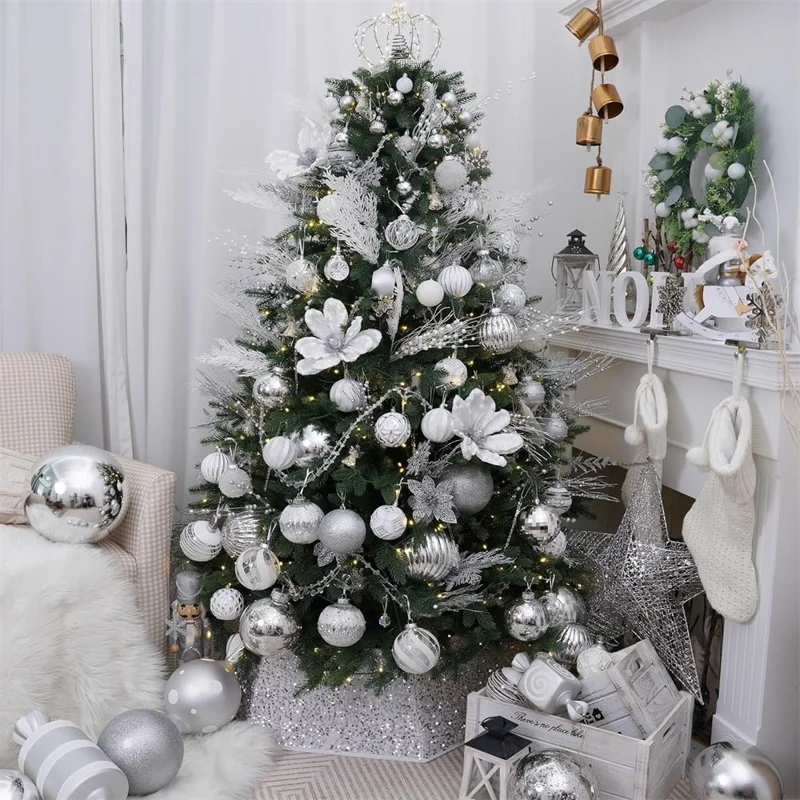 24 pièces de 35 cm de branches de pin artificielles enneigées réalistes, tiges en plastique, bricolage, décoration de fête - blanc