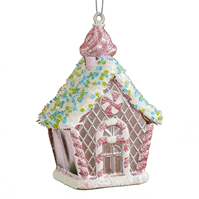 Glitter Gingerbread House Ornament Christmas Hanging Pendant Xmas Tree Decoration