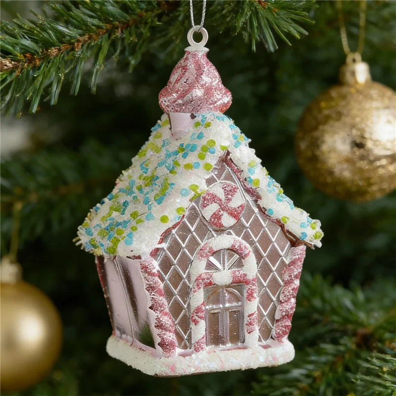 Glitter Gingerbread House Ornament Christmas Hanging Pendant Xmas Tree Decoration