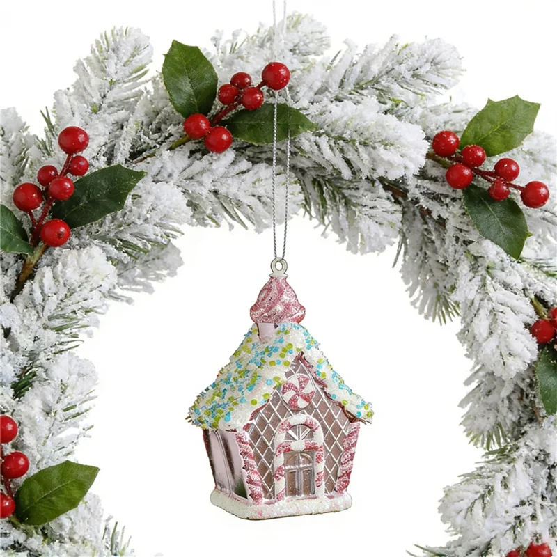 Glitter Gingerbread House Ornament Christmas Hanging Pendant Xmas Tree Decoration