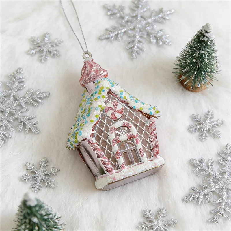 Glitter Gingerbread House Ornament Christmas Hanging Pendant Xmas Tree Decoration