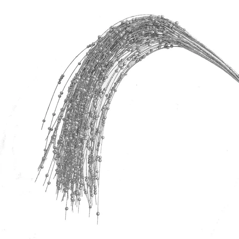 6 pièces de 97 cm de décoration de Noël en forme de saule, branches en mousse à paillettes argentées pour mariage et fêtes