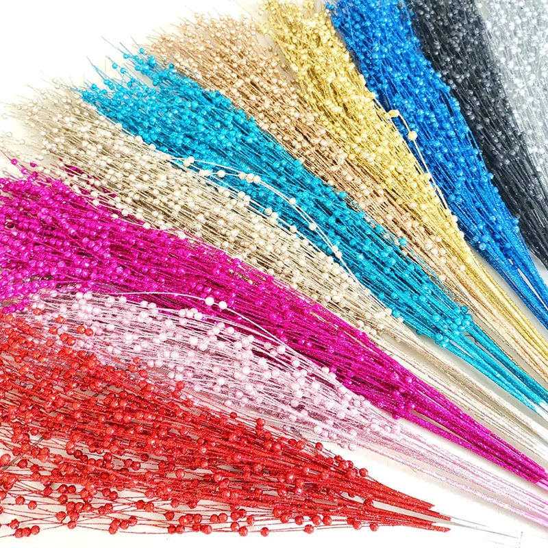 6 pièces de 97 cm de décoration de Noël en forme de saule, branches en mousse à paillettes argentées pour mariage et fêtes