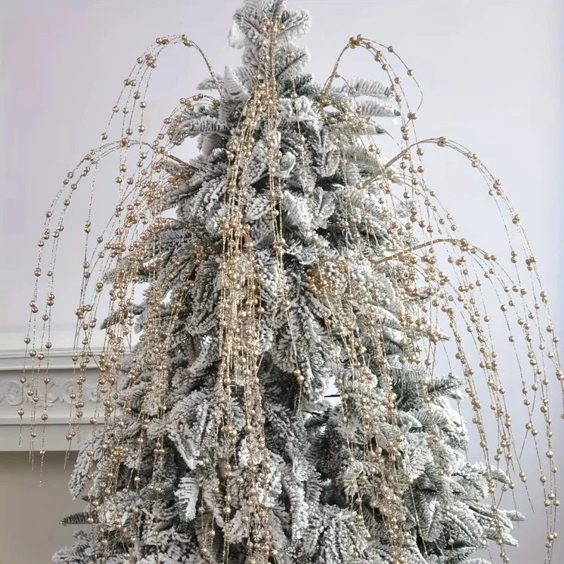 6 pièces de 97 cm de décoration de Noël en forme de saule, branches en mousse à paillettes argentées pour mariage et fêtes