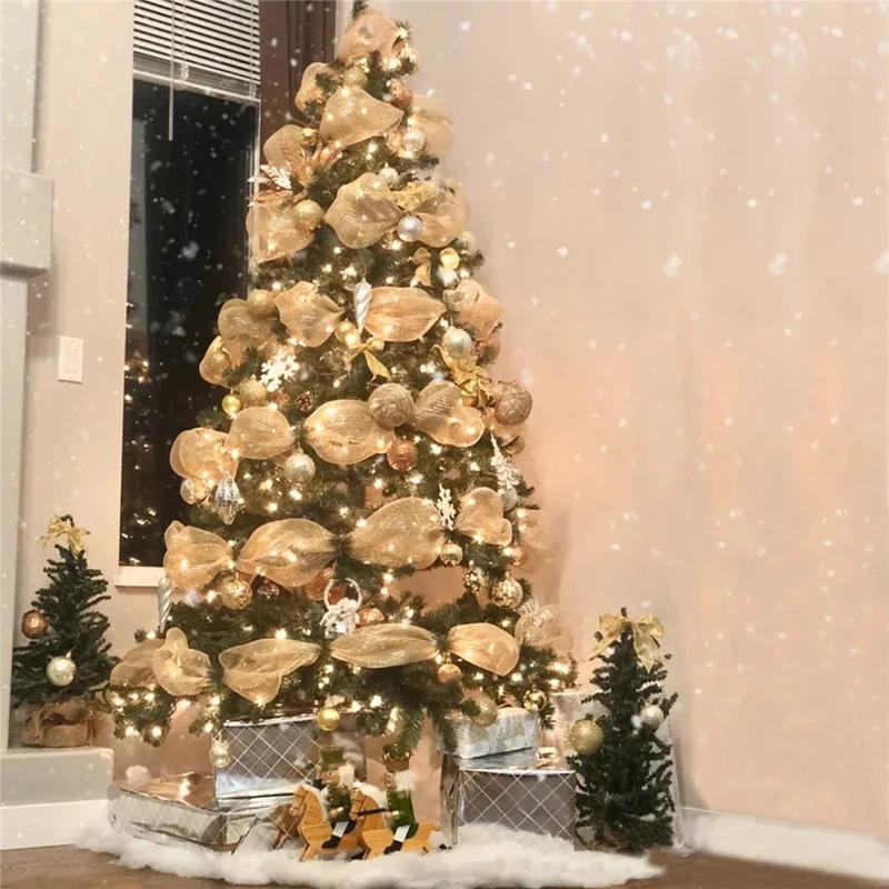 Ruban en maille brillant réutilisable de 10 yards, bricolage, PP, décoration pour arbre de Noël - B50S01