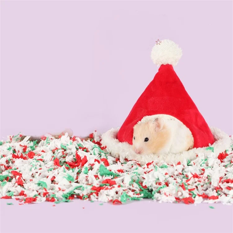 TG-PB080 Winter Pet Schlafnest Warmes Hamsterbett für kleine pelzige Tiere - Weihnachtsmann-Hut