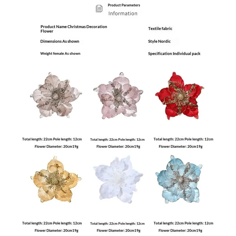 Skaniańskie ozdoby choinkowe z imitacji kwiatów z cekinami i brokatem - Czerwone