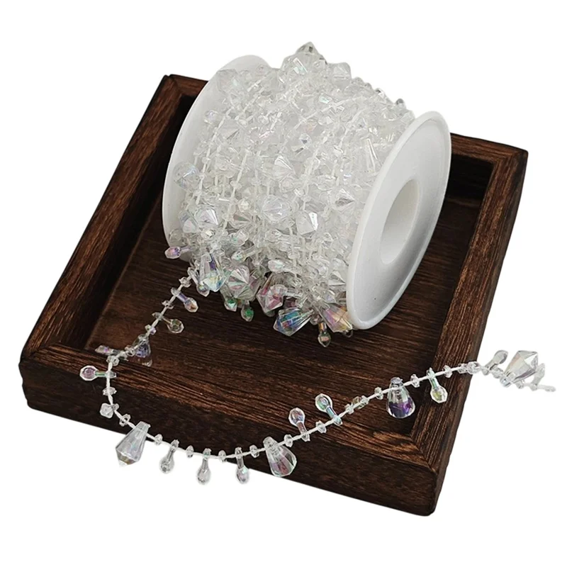 Guirlande de perles transparentes de 5 mètres, chaîne de perles en plastique, décoration suspendue pour arbre de Noël