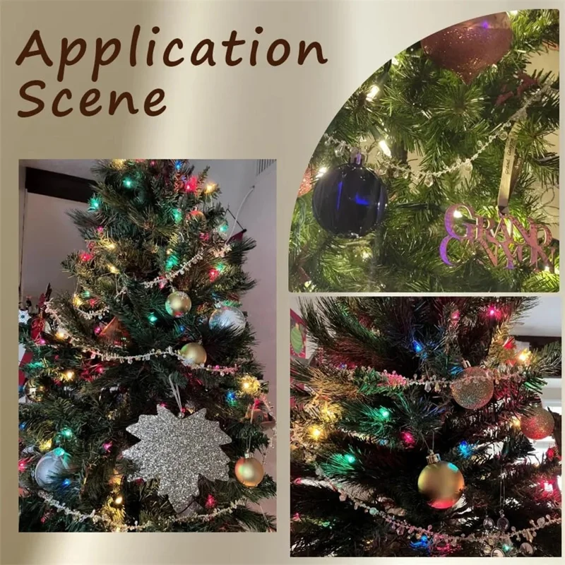 Guirlande de perles transparentes de 5 mètres, chaîne de perles en plastique, décoration suspendue pour arbre de Noël