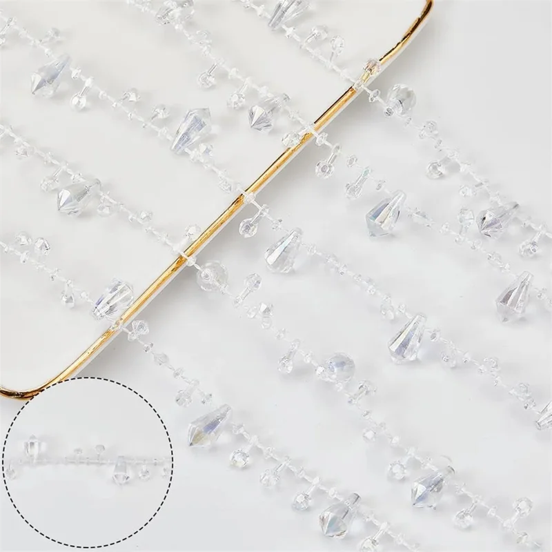 Guirlande de perles transparentes de 5 mètres, chaîne de perles en plastique, décoration suspendue pour arbre de Noël