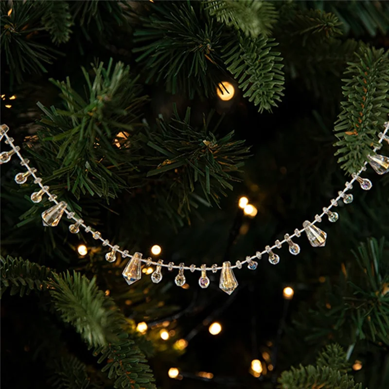 Guirlande de perles transparentes de 5 mètres, chaîne de perles en plastique, décoration suspendue pour arbre de Noël