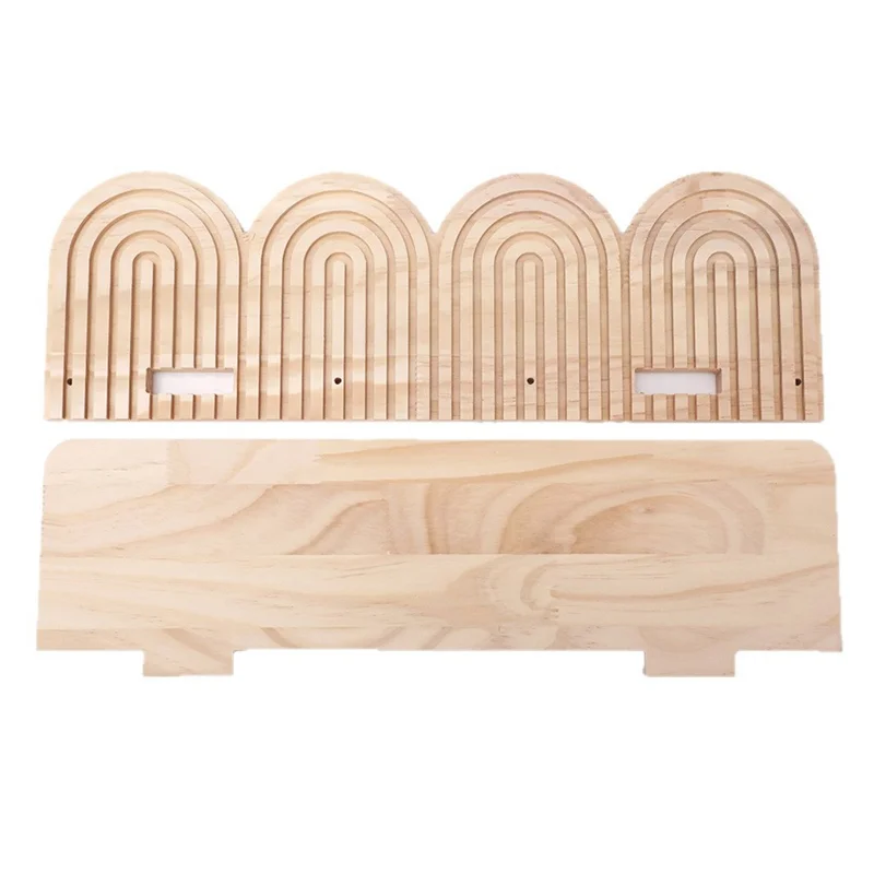 4-Layer Rainbow Arch Wooden Floating Shelf Wall Mount Flower Pot Rack for Home Decor - Wood Color