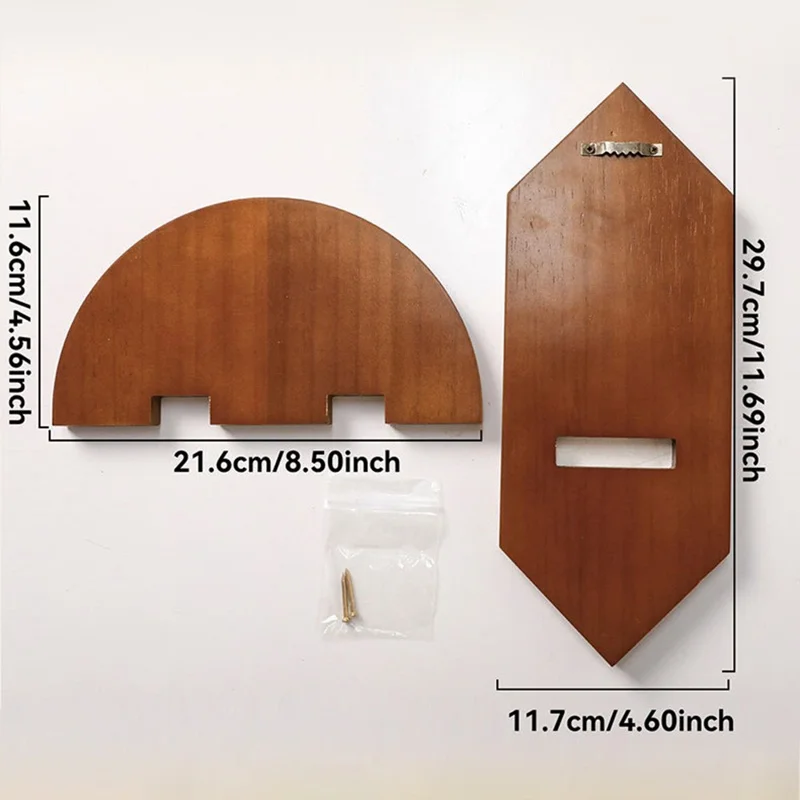 2Pcs Diamond Shape Wood Wall Floating Shelves Plant Pot Holders Home Decor - Dark Wood Color