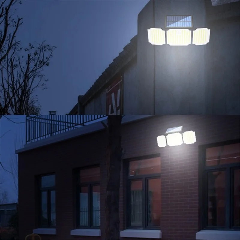 3-Head 238 LED Solar Wall Light Spotlight Motion Sensor IP44 Waterproof Flood Light for Patio Yard Garage