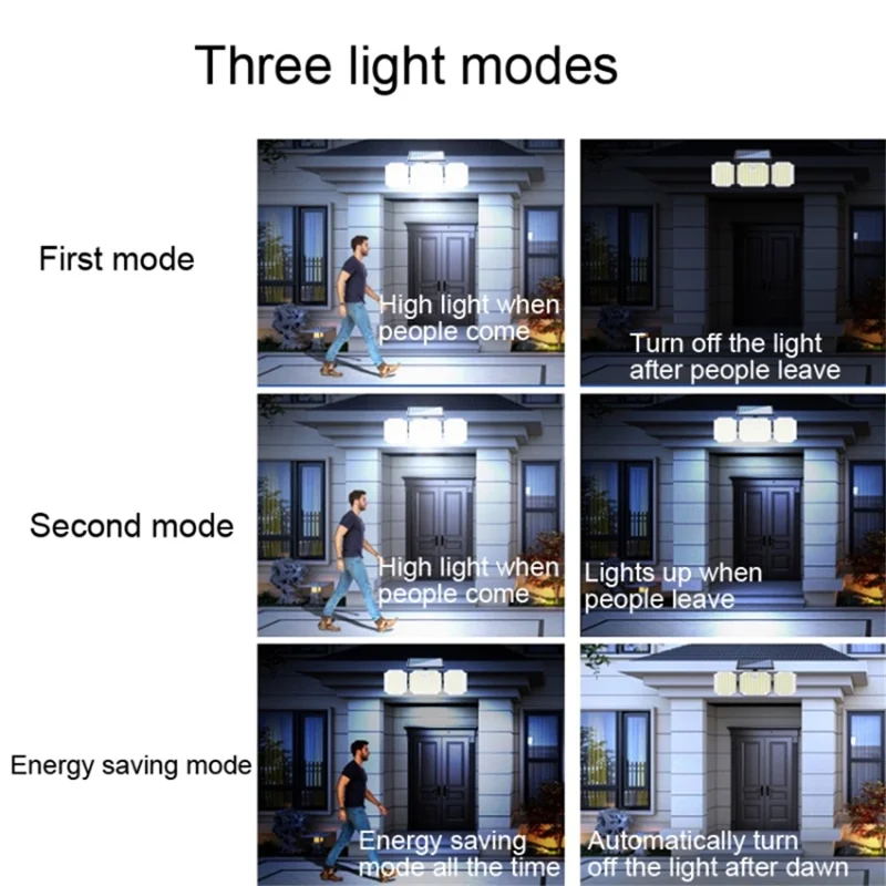 3-Head 238 LED Solar Wall Light Spotlight Motion Sensor IP44 Waterproof Flood Light for Patio Yard Garage