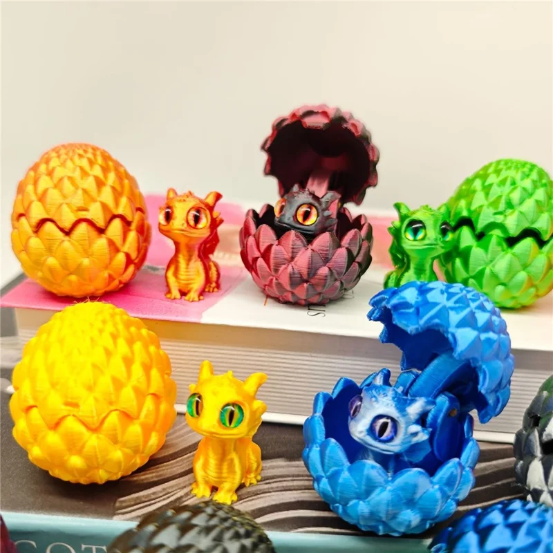 Conjunto de Ovos de Dragão Impressos em 3D, Brinquedos com Ovos que Abrem e Revelam Mini Dragões, Figuras em PLA com Armazenamento Individual, Decoração para Escrivaninha - Roxo