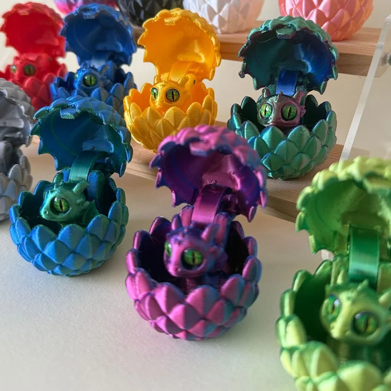 Conjunto de Ovos de Dragão Impressos em 3D, Brinquedos com Ovos que Abrem e Revelam Mini Dragões, Figuras em PLA com Armazenamento Individual, Decoração para Escrivaninha - Roxo