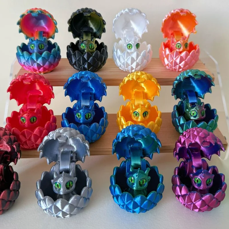 Conjunto de Ovos de Dragão Impressos em 3D, Brinquedos com Ovos que Abrem e Revelam Mini Dragões, Figuras em PLA com Armazenamento Individual, Decoração para Escrivaninha - Roxo