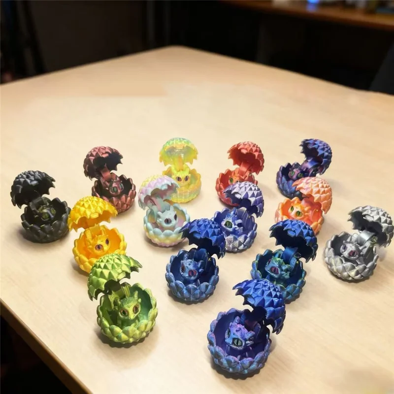 Conjunto de Ovos de Dragão Impressos em 3D, Brinquedos com Ovos que Abrem e Revelam Mini Dragões, Figuras em PLA com Armazenamento Individual, Decoração para Escrivaninha - Roxo