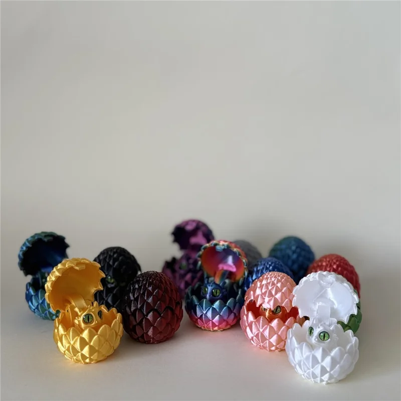 Conjunto de Ovos de Dragão Impressos em 3D, Brinquedos com Ovos que Abrem e Revelam Mini Dragões, Figuras em PLA com Armazenamento Individual, Decoração para Escrivaninha - Roxo