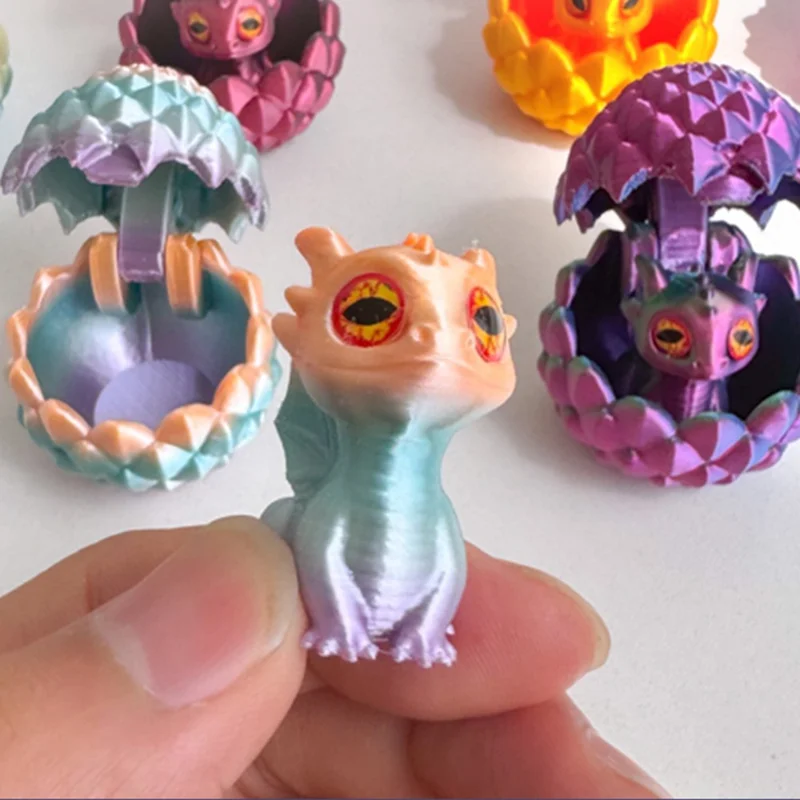 3D Printed Dragon Egg Baby Dragon Toy Set Individually Packaged PLA Desktop Figurine for Home Decor - Candy Orange