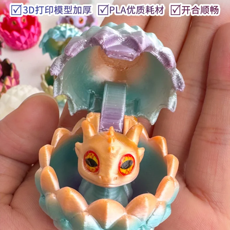 3D Printed Dragon Egg Baby Dragon Toy Set Individually Packaged PLA Desktop Figurine for Home Decor - Candy Orange