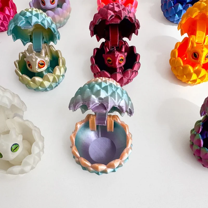 3D Printed Dragon Egg Baby Dragon Toy Set Individually Packaged PLA Desktop Figurine for Home Decor - Candy Orange