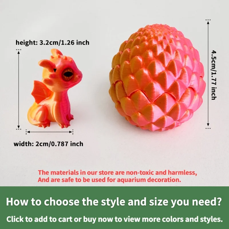 3D Printed Dragon Egg Baby Dragon Toy Set Individually Packaged PLA Desktop Figurine for Home Decor - Candy Orange